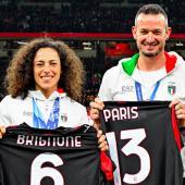Federica Brignone und Dominik Paris waren im San Siro zu Gast. © Social Media / ACM