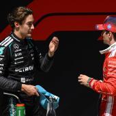 George Russell (links) setzte sich vor Charles Leclerc durch. © APA/afp / JADE GAO