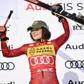 Julia Scheib a remporté la victoire et le titre de sa discipline à Åre. © APA/afp / PONTUS LUNDAHL
