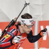 Sturla Holm Laegreid hat sich in der Verfolgung zum Sieger gekrönt. © ANSA / TOMS KALNINS