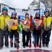 Victoria Klotz (Bildmitte) holte Doppel-Gold bei den U18-Italienmeisterschaften im Ski Alpin.