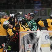 Der HC Pustertal (in gelb) liegt in der Serie mit 0:3 in Rückstand. © Graz99ers