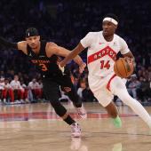 Die Raptors um Ja'kobe Walter (r.) müssen weiter um die Playoffs zittern. © APA / PAMELA SMITH