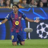 Lamine Yamal steht mit Barcelona vor dem Aus. © ANSA / Enric Fontcuberta