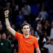 Ugo Humbert trifft beim Monte Carlo Masters auf Jannik Sinner. © APA/afp / DIMITAR DILKOFF