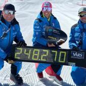 Valentina Greggio freut sich über ihre neue Bestmarke. © FISI