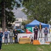 Podest U17F mit Romy Koellemann, Vanessa Atz und Sarah Augscheller; 2.Podest U19M mit Dario Cadonau, Max Federer und Moritz Pallhuber. © Alexandra Ladurner