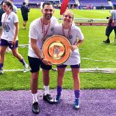 Zwei Südtiroler feiern mit Austria Wien die Meisterschaft: Mauro Vasile (links) und Elisa Pfattner. © Privat