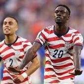 Scored twice: Folarin Balogun (right) © APA / RICHARD HEATHCOTE