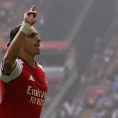 Riccardo Calafiori brachte Arsenal in Führung. © APA/afp / GLYN KIRK