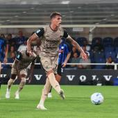 Daniel Maldini jubelt nach seinem Siegtor gegen Atalanta. Kurz darauf baute er einen Unfall. © ANSA / MICHELE MARAVIGLIA