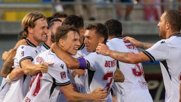 Manuel Fischnaller (front left) scored for his club. © Trapani