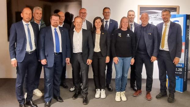 Pictured from left to right are Christoph Senoner, Andreas Schenk, Tobias Nocker, Christoph Vinatzer, Eugen Hofer, Tobia Moroder, Cristina Pallanch, Arno Kompatscher, Verena Stuffer, Martin Vallazza, Rainer Senoner and Daniel Alfreider.