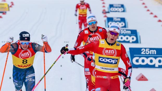 Johannes Høsflot Klæbo  feierte in seiner Heimat den 100. Weltcupsieg. © ANSA / Geir Olsen