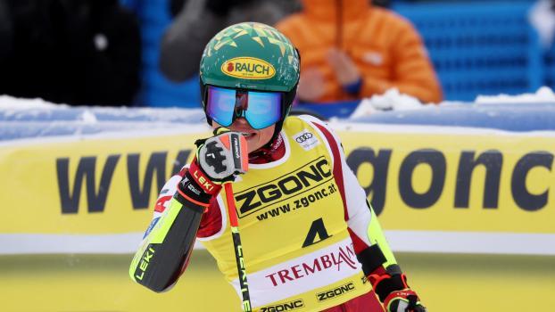 Julia Scheib celebrated her second World Cup victory. © APA / EZRA SHAW