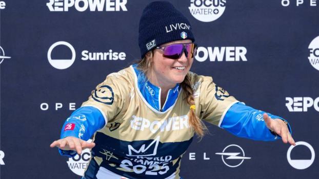 Michela Moioli  hat einen zweiten Platz bejubelt. © FISI