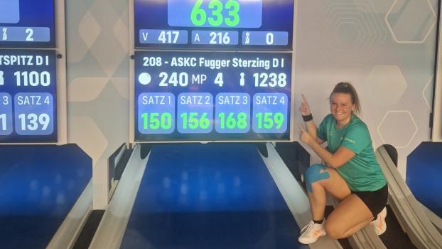 Sofia Saxl von den Fugger Sterzing stellte einen neuen Einzelbahnrekord von 633 Kegeln auf.