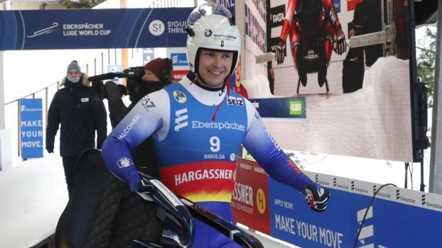 Dominik Fischnaller has good reason to smile: He celebrated a podium finish with the team relay. © ANSA / TOMS KALNINS