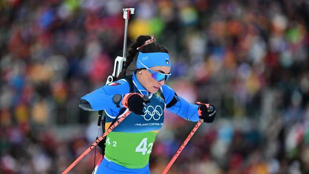 Dorothea Wierer patzte in der Damen-Staffel am Schießstand. © ANSA / MARTIN METELKO