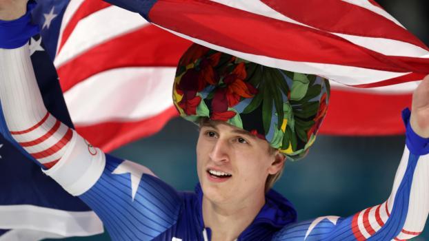 Jordan Stolz hat seine zweite Goldmedaille gewonnen. © ANSA / ROBERT GHEMENT