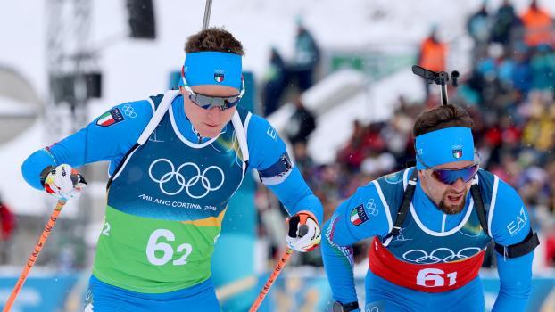 Lukas Hofer (links) und Patrick Braunhofer haben einen schwierigen Tag hinter sich. © ANSA / PIERRE TEYSSOT