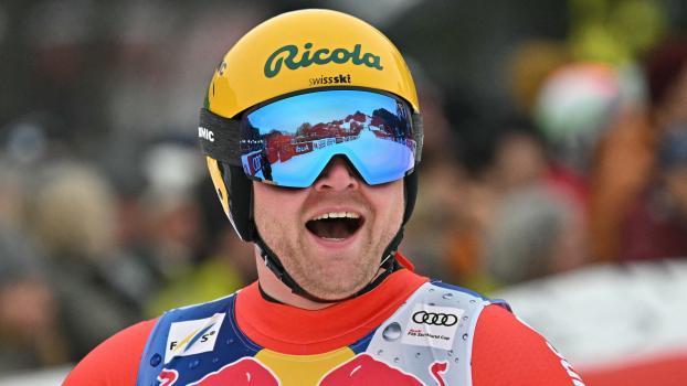 Niels Hintermann, Abfahrts-Star aus der Schweiz. © AFP / JOE KLAMAR