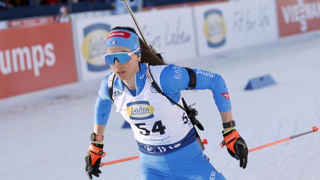 Lisa Vittozzi holte einen Podestplatz. © ANSA / TOMS KALNINS