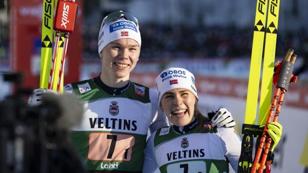 Oftebro (links) und Hagen (rechts) gewannen den neuen Bewerb. © ANSA / Jussi Eskola