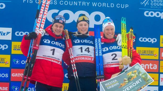 Einar Hedegart (Mitte) bleibt dem Langlauf erhalten. © APA/afp / TERJE PEDERSEN