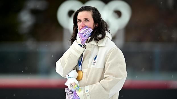 La star du biathlon Julia Simon. © ANSA / MARTIN METELKO