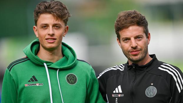 Die Südtiroler Fabian Lantschner (rechts) und Adrian Lechl schrieben mit Wacker Innsbruck ein Märchen. © Daniel Schönherr