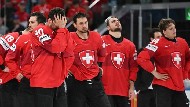 Die Schweizer Nationalmannschaft wirkte fassungslos. © APA/afp / FABRICE COFFRINI