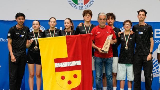 Trainer Auditya Hidayat, Zangerle Eva Maria, Stricker Mara, Hellrigl Franzi, Gurschler Anton, Sektionsleiter Stefan De March, Telfser Adrian, Horrer Patrick und Co-Trainer Frank Matthias.