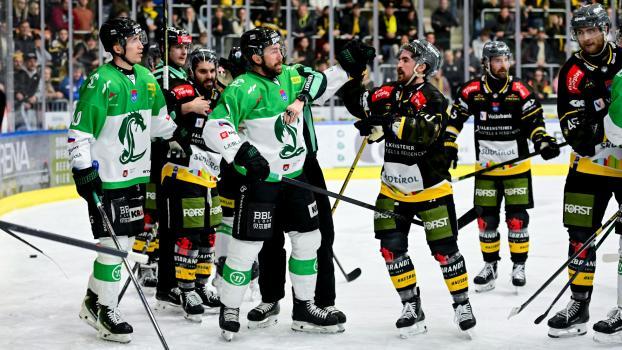 Cole Bardreau & Co. treffen auf Olimpija Ljubljana. © HC Pustertal/I. Foppa