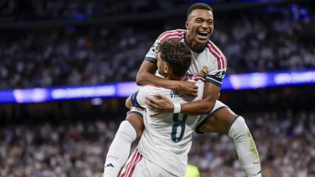 Kylian Mbappe und Federico Valverde schossen je ein Tor für Real Madrid. © ANSA / JUANJO MARTIN