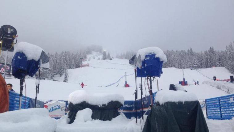 In Cortina wurde auch die Abfahrt vom Sonntag abgesagt (Foto FIS)