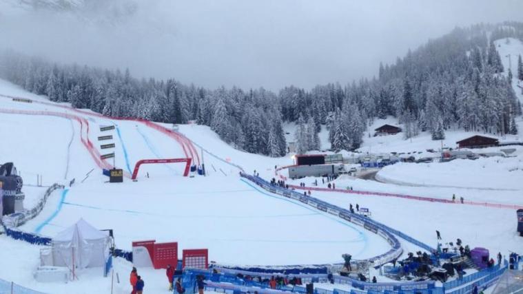 Die "Olympia" war am Samstagmorgen in dichten Nebel gehüllt (Foto FIS)