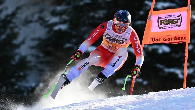 Josua Mettler stürzte am Freitag in Bormio. © APA/afp / MARCO BERTORELLO