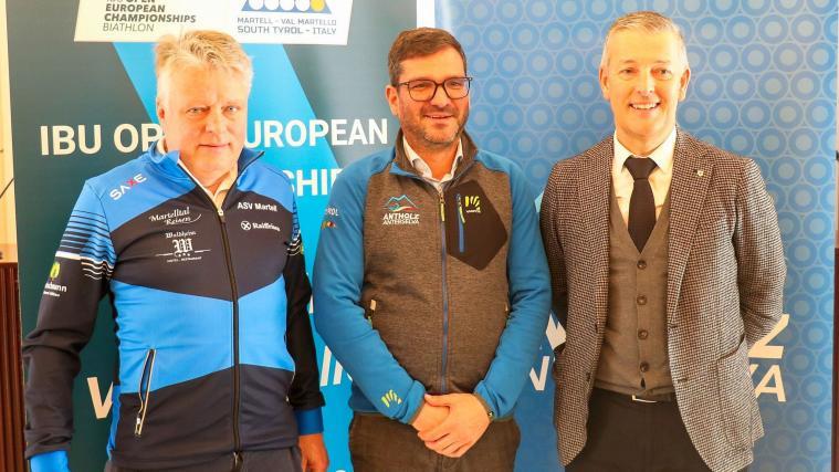 Georg Altstätter, Lorenz Leitgeb and State Sports Minister Peter Brunner (from left) presented the biathlon highlights. © Sportissimus