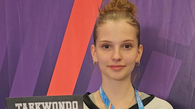 Anna Gruber bei der Siegerehrung in Arezzo.