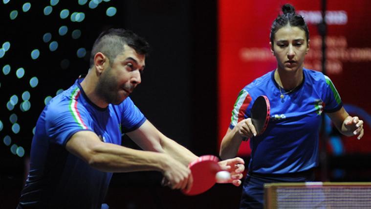 Giorgia Piccolin (right) and her mixed doubles partner Niagol Stoyanov (left) were defeated. © FITeT