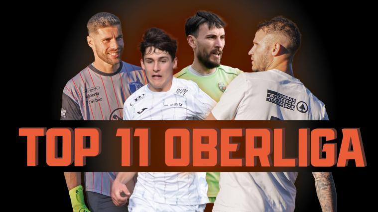 Ils sont dans l'Oberliga-11 de l'année : Luca Tenderini, Tizian Stecher, Elis Kaptina et Marco Paulmichl (de gauche à droite). © Graphismes : A. Delvai
