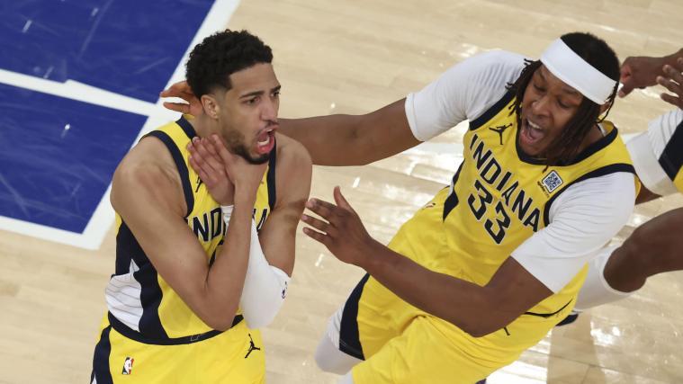 Tyrese Haliburton rettete die Pacers mit einem unglaublichen Wurf in die Verlängerung. © ANSA / JUSTIN LANE
