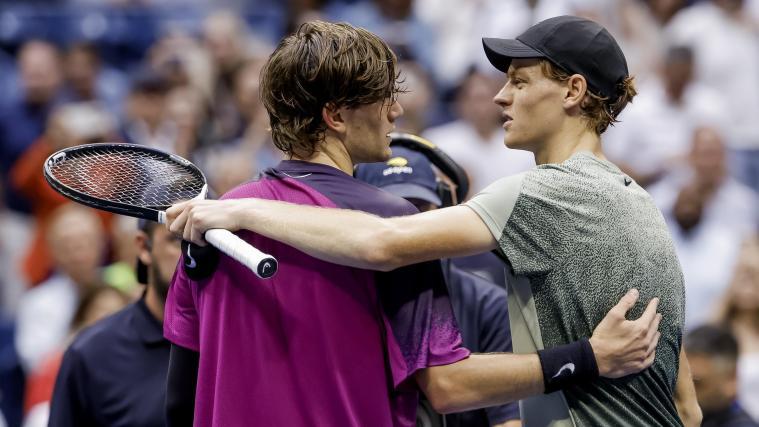 Jack Draper (links) und Jannik Sinner bei den US Open 2024. © ANSA / JOHN G. MABANGLO