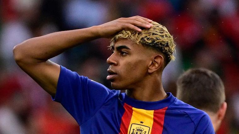 Barca star Lamine Yamal. © APA/afp / JOHN MACDOUGALL