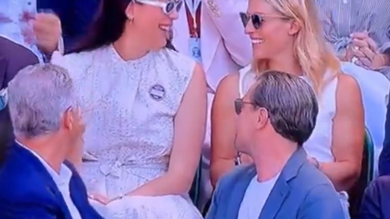 Leonardo DiCaprio (rechts vorne) und Ski-Star Lara Gut-Behrami (rechts hinten). © Screenshot