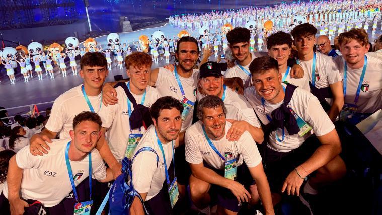 South Tyrol's fistball players at the opening ceremony. © Private