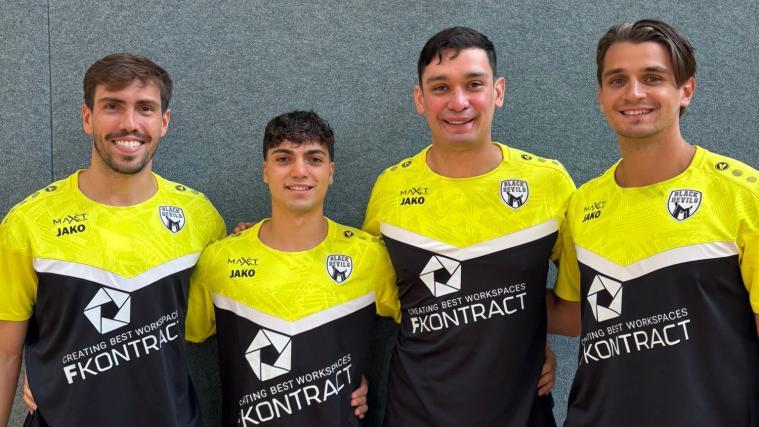 Vier Neuzugänge bei Alperia Meran: Von links Rodolfo Malandrin de Oliveira, Wasim Khouaja, Vicente Gonzalez und Ignacio Tomas Lopez Perez.