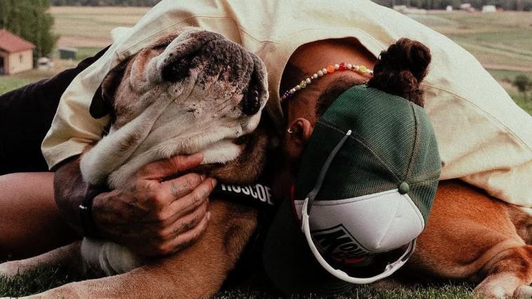 Lewis Hamilton und Hund Roscoe. © Tobias Unterhofer / Instagram