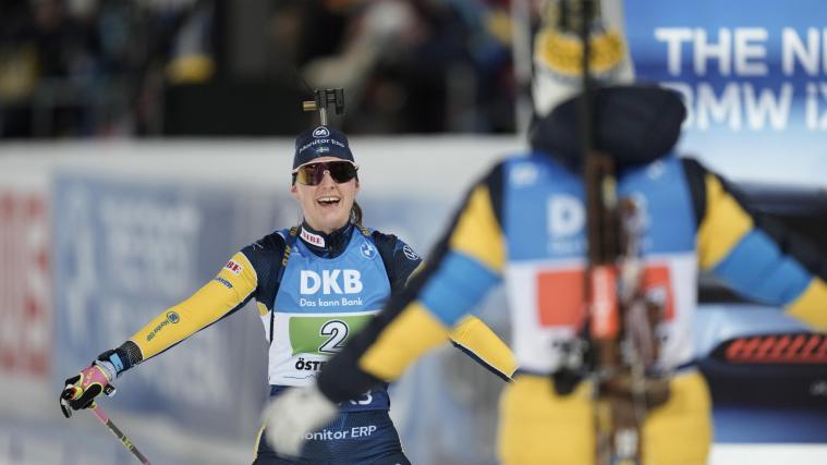 Ella Halvarsson und Sebastian Samuelsson  freuen sich über ihren Coup. © ANSA / Bjorn Larsson Rosvall